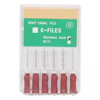 Файлы для корневых каналов из нержавеющей стали для стоматологической клиники Эндодонтический K-файл Аксессуар для стоматологического инструмента 25mm / 1in