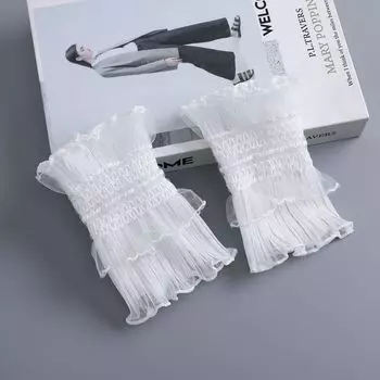 Fake Cuff Women s Bandage Dress Sweet Lace Decorative Cute Oversleeve Lace Sleeve Lolita Matching Wristband White
