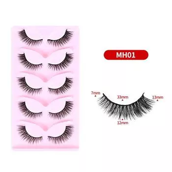Fake Eyelash Anime Eyelash 5 Pairs Little Devil Eyelash Natural Day Makeup Manga Eyelash Transparent Strap Eyelash