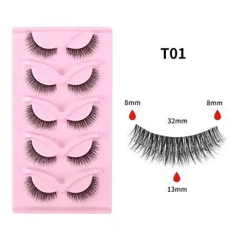 Накладные ресницы Аниме Ресницы 5 пар Маленький Дьявол Ресницы Натуральный Дневной Макияж Манга Ресницы Прозрачные Ресницы