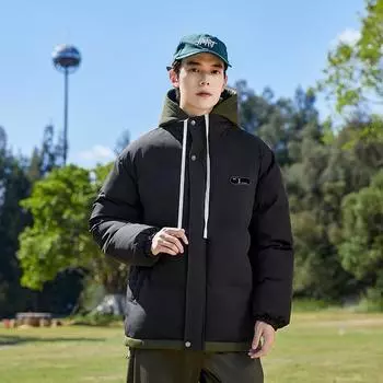 Fake Two-piece Cotton-padded Clothes, New Autumn and Winter Trendy Brand Students Hooded Thickened Warm Cotton Clothes, Men and Women Couples M серый