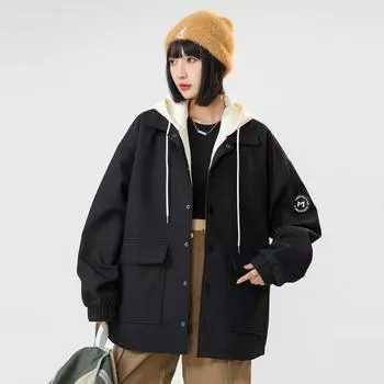 Поддельная двухкомпонентная однобортная куртка с капюшоном, мужская повседневная универсальная высококачественная модная новая осенняя куртка M