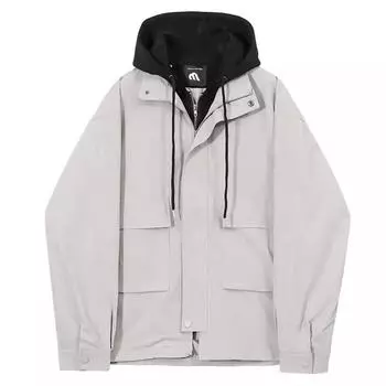 Fake Two-piece Jacket Men s Spring and Autumn Korean Style Loose Hooded Work Jacket M