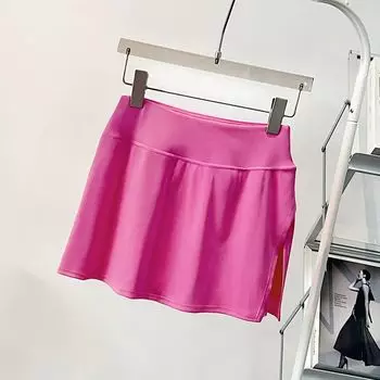 Fake Two-Piece Yoga Short dress Women Anti-exposure Skirt Running Sports Short dress Badminton Training Breathable Fitness Skirt Barbie Powder M (45.00kg -50.00kg)