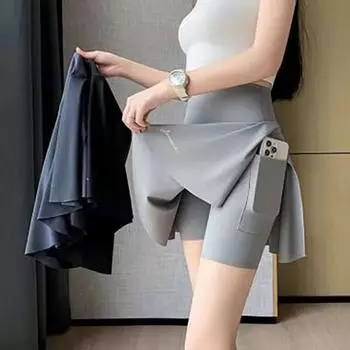 Fake Two Piece Yoga Shorts Skirts Women Quick Drying Cycling Workout Gym Skirt High Waist Fitness Tight Anti-glare Skirt 2XL