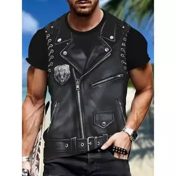 Fake Vest Jacket Pattern Print T Shirts for Men 3D Novelty Summer Hip Hop Trend Top Fashion Oversized Cool Street Men s Tshirt S