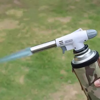 Факел для приготовления пищи, бутановая газовая сварочная горелка с автозажиганием, сварочная газовая горелка, газовая горелка с пламенным пистолетом для удара для барбекю, кемпинга, приготовления пищи белый