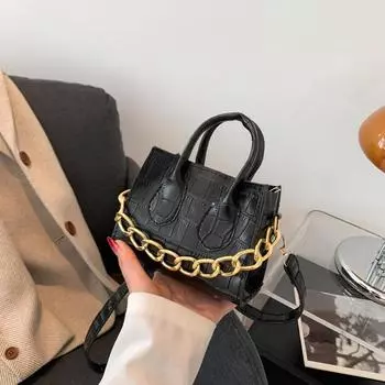 Фактурная маленькая женская сумка 2024 года, новая однотонная сумка-мессенджер с каменным узором, для поездок на работу, портативная, для отдыха, маленькая квадратная сумка чёрный