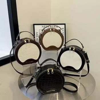 Фактурная модная сумка через плечо на одно плечо, новая модная контрастная цветная сумка через плечо, простая сумка, маленькая круглая сумка