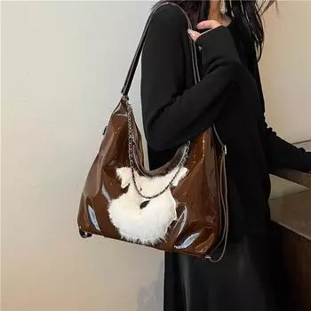 Фактурная ретро многофункциональная сумка-тоут женская 2024 новый универсальный рюкзак большой вместимости милая мультяшная сумка через плечо 34*12*32