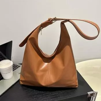 Фактурная сумка большой вместимости женская 2024 новая модная сумка-мессенджер повседневная универсальная сумка через плечо простая сумка-тоут чёрный