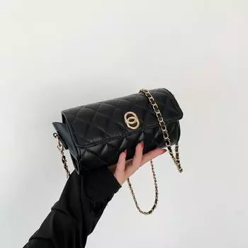 Фактурная сумка подмышкой женская осень 2024 года новая модная сумка через плечо с ромбовидной цепочкой маленькая квадратная сумка сумка-мессенджер в иностранном стиле белый