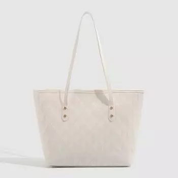 Фактурная сумка-тоут, большая вместительная сумка для поездок на работу под мышкой, простая и универсальная, стильная сумка через плечо для поездок на работу бежевый