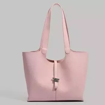 Фактурная сумка-тоут, стильная сумка на одно плечо для поездок на работу, универсальная, большой вместимости, подмышечная сумка Foreign розовый