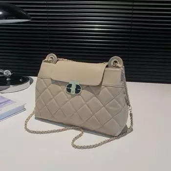 Фактурная сумка женская 2024 осень и зима новая мода ромбовидная цепочка маленькая квадратная сумка универсальная сумка-мессенджер для поездок на работу чёрный