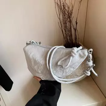 Фактурная сумка женская большая вместимость 2024 новый модный летний дизайн sense nickname explosion одно плечо кроссбоди сумка для пельменей чёрный