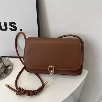 Фактурная весенняя маленькая квадратная сумка женская 2024 с круглым замком в иностранном стиле, новая ретро однотонная сумка через плечо чёрный