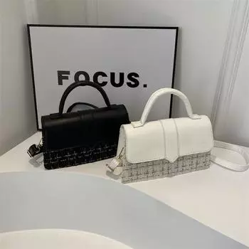 Фактурная весенняя модная повседневная клетчатая модная женская сумка через плечо маленькая квадратная белый