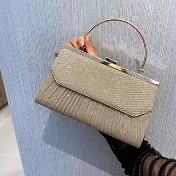 Фактурный плиссированный вечерний клатч – универсальная маленькая сумочка для банкетов и вечеринок чёрный