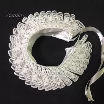 Фальшивый воротник, однотонная вышивка, кружево, цветок, средневековые платья, костюмы, плиссированный воротник на шнуровке, реквизит для косплея на Хэллоуин чёрный