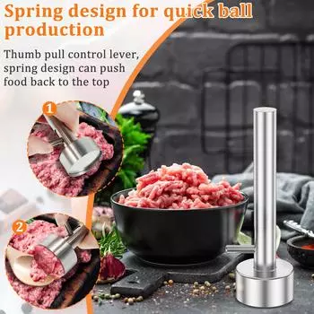 Falafel Scoop Stainless Steel Falafel Meatball Maker Spring Design Falafel Maker Scoop Rustproof Meatball Falafel Baller Maker серебряный