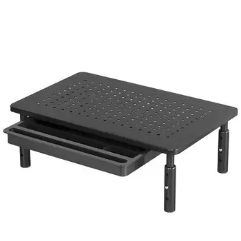 Falala Стойка для настольного компьютера с монитором температуры 37 см Регулируемая высота в трех положениях Подставка для настольного компьютера Ящик, Рассеивание, Подставка, Широкий, Положения, чёрный