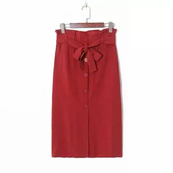 Fall 2023 Korean Style Minimalist Single Breasted Skirt Rust red XS