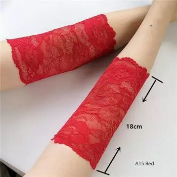 & Fall Air Conditioning Room Heattech Lace Sun-Proof Oversleeve Arm Sleeve Wrist Elbow Guard Scar Cover up Elbow Cover Sun-Proof Gloves for Women Red A15 a pair of straight type XXL