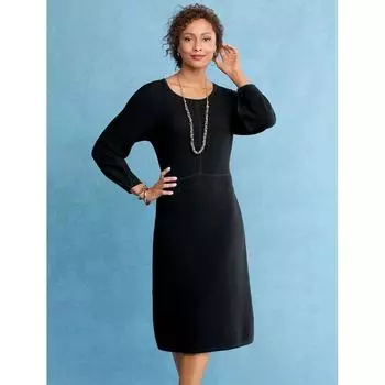 Fall and Winter Merino Wool Casual Slim Looking Dress Black S