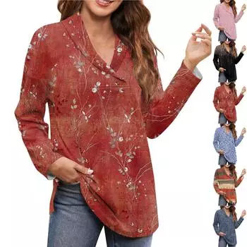 Осенне-зимние новые праздничные женские топы с длинным рукавом и V-образным вырезом XXXL чёрный