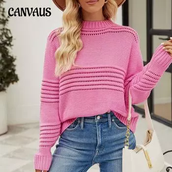 Осенне-зимний женский свитер больших размеров, вязаный свитер в полоску, модный свитер S зелёный