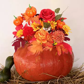 Fall Artificial Flower Bouquet Autumn Floral Arrangement Fake for Party Style B