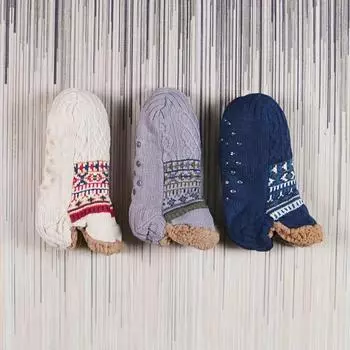 Fall Knitted Slippers Socks Winter Thicken Home Socks Non-slip Yoga Socks Snow Socks Warm Women Men Socks Sleep Carpet Socks NEW XL 43-45 синий