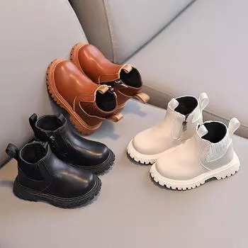 Fall New Children s Fashion British Boots Boys Side Zipper Fashion Martin Boots Girls Soft Bottom Fashion Boots 21