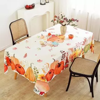Fall Pumpkin Tablecloths Thanksgiving Halloween Autumn Flower Maple Leaf Waterproof Table Cover Wedding Party Dining Table Decor 50x50cm napkin