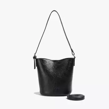 Fall Retro Fancy One-Shoulder Bucket Bag Small size Black (send small bag)
