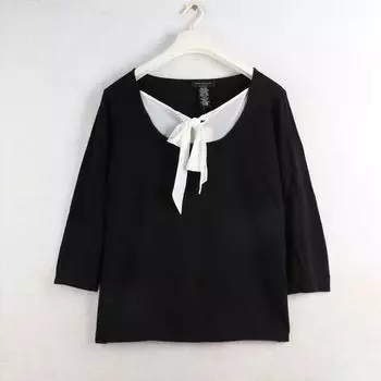 Fall Sunshine House New Arrival Export European and American plus Size Women s Clothes False Two-Piece Suit Knitwear Lightweight Sweater 3/4 Sleeve Black 3X: Bust size 134
