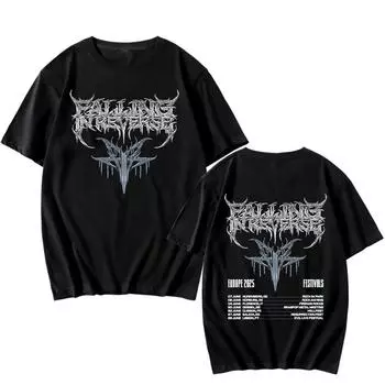Falling In Reverse ЕВРОПА 2025 ФЕСТИВАЛИ Футболки Поп-метал Уличная одежда Подарок для фанатов Футболка унисекс Свободные повседневные хлопковые топы XS чёрный