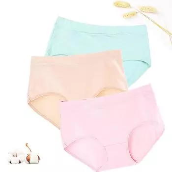 FallSweet женские хлопковые трусы однотонные трусики со средней талией удобные повседневные женские трусы L чёрный