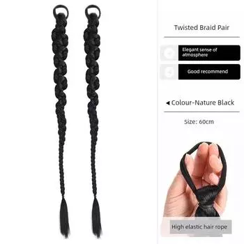 False Braids Children s New Chinese Gentle Side Tie Cable Stitch Long Braid Ancient Style Cheongsam National Style Twisted Braid Ponytail Extensions New Chinese Twisted Braid [Nature Black] Pair