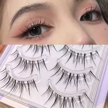 False eyelashes, natural, 5 pairs, popular, transparent shaft, soft core, ultra-lightweight, soft, handmade, actress eyelashes, cosplay makeup (k-04)
