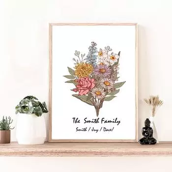 Фамилии, холст, живопись, минималистичный настенный художественный букет, постеры и принты, печать фотографий, домашний декор, подарки 21x30cm No Framed