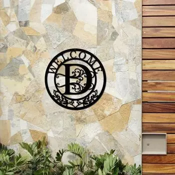 Фамилия Металлические Знаки Фамилия Знак Фамилия Знак Фамилия Металлический Знак Разделенная Монограмма Подарок На День Рождения 12-дюймовая Буква D Настенная Подвеска чёрный