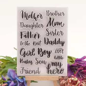 Фамилия, прозрачные силиконовые прозрачные штампы, печать для альбома «сделай сам», скрапбукинг, бумажная карта, декоративные листы, буквы, слова