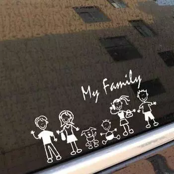 Family Car Decal Window Sticker Stick Figure Kid Baby Cat Dog Pet Bumper My Mom Decoration Vinyl Decal,20cm*10cm чёрный