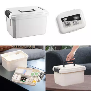 Family First Aid Box Container Portable Storage Case for Office Travel Dorms S