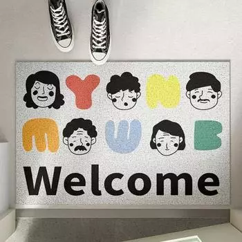 Family Welcome Floor Mat Entrance Doormat Boy &Girl Non-slip PVC for Entry Porch Hallway Entryway Home Decor Dust Removal Carpet 40x60cm