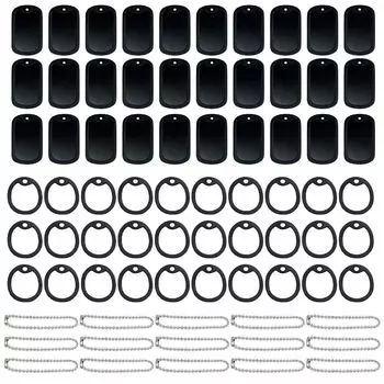 Famimueno именной жетон алюминиевая цепь DIY выгравированный потерянный ошейник ID глушитель бирка крышка из 50 черных алюминиевых бирок 50 12 см цепи 50 бирок (Набор + + Чехлы)