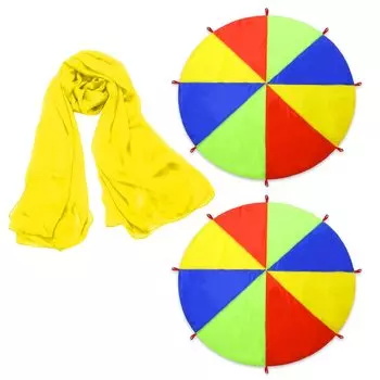 Famimueno Para Balloon Play Parachute Rhythmic Veil Fabric Sports Day Game Presentation Yellow Large (Многоцветный 2м, Размер)
