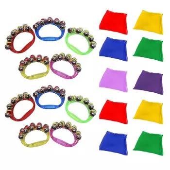 Famimueno Ring Bell Hand Music Instrument Rhythm Rhythm Veil Dance Scarf Sports Day 10 (10 разноцветных деталей, разноцветные детали)